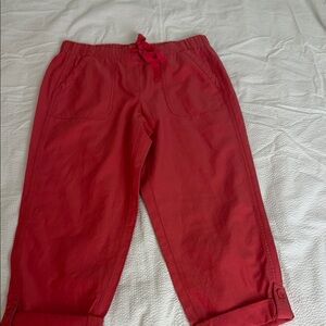 Talbots tie waist Red Casual cropped Pants sz 6P NWOT
